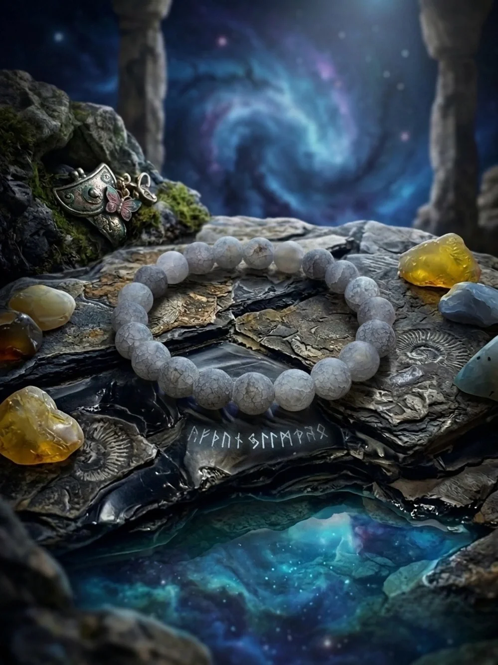 ✨ Moody Grey Labradorite Beaded Stretch Bracelet ✨